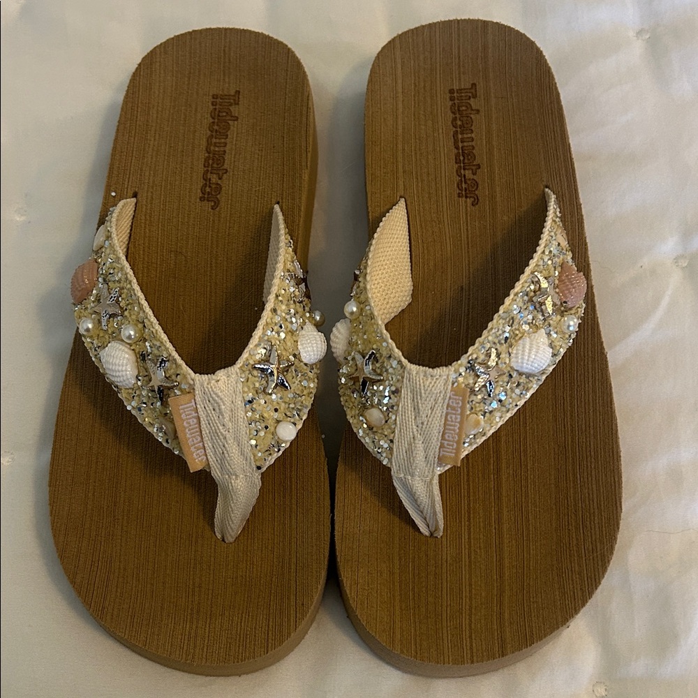 Embellished Sandals with Cream and White Accents
